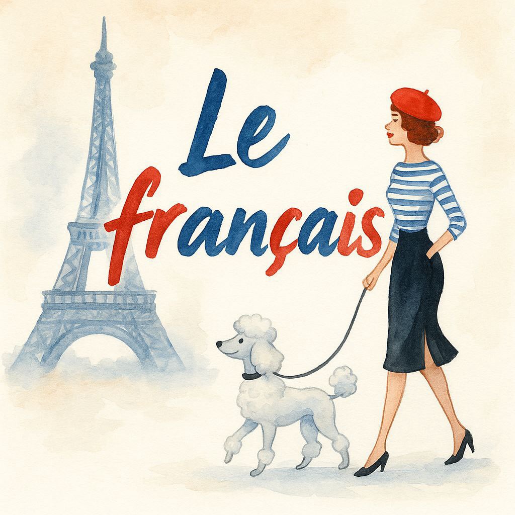 Le francais watercolor illustration