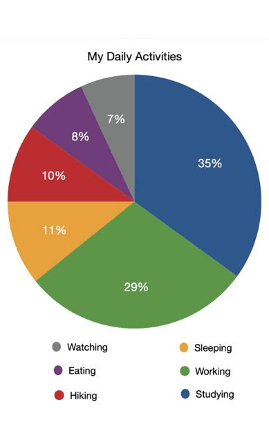 Daily activity pie chart made with Tableau